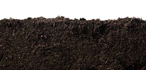 Soil or dirt section isolated on white background - 712739411