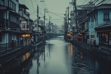 Fototapeta na wymiar a river in city