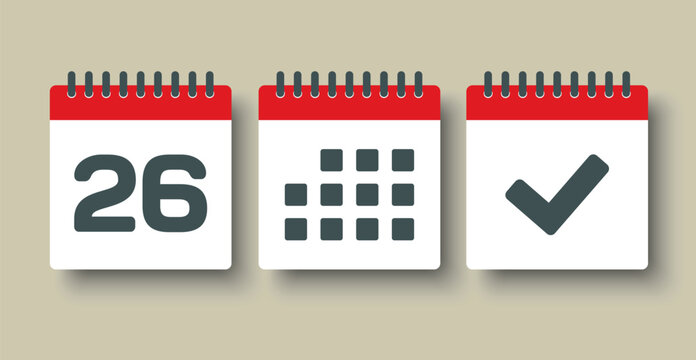Vector icon page calendar - 26 day, agenda, done