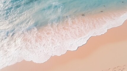 Fototapeta na wymiar Serene aerial beach scene with stunning blue ocean lagoon, perfect for a summer vacation banner