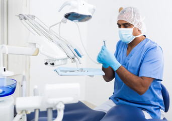 Portrait of professional dentist in dental clinic