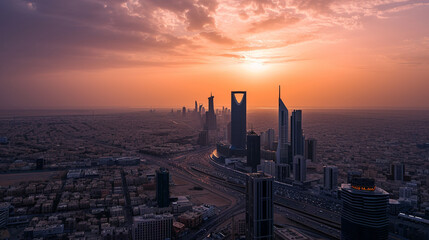 Fototapeta na wymiar Riyadh city, Saudi arbia Riyadh, landscape view city view. Generative Ai