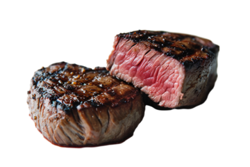 grilled filet steak isolated on transparent background