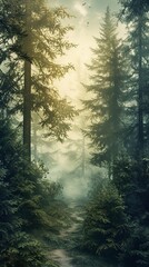 Obraz premium Winding Path Cutting Through a Dense Forest