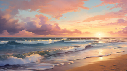 Fototapeta na wymiar Sunset Serenity at the Seashore