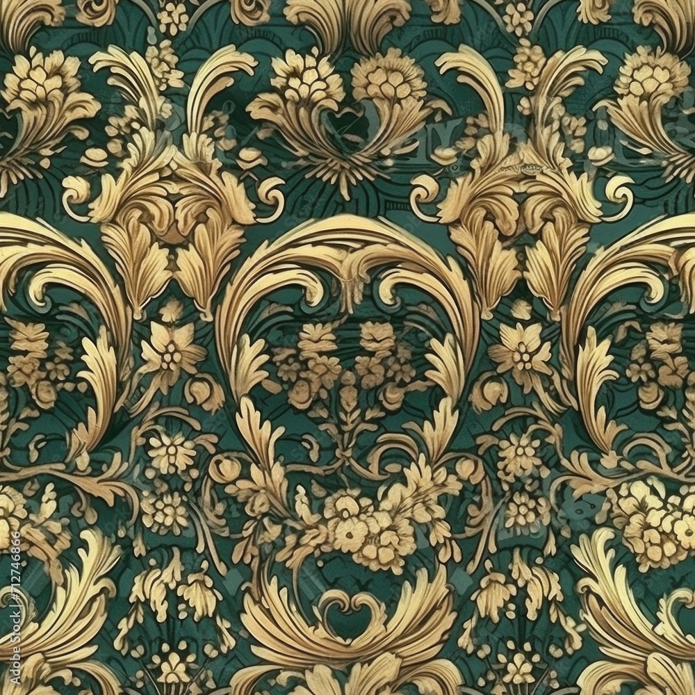 Poster seamless loop texture in the form of vintage wallpaper. ai generative.