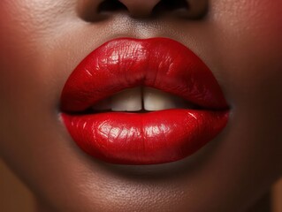 Beautiful, sexy female lips with red lipstick