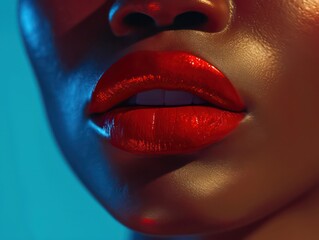 Beautiful, sexy female lips with red lipstick