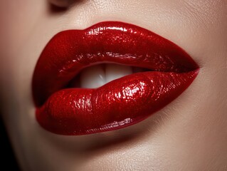 Fototapeta premium lip makeup - red lipstick. lips close up