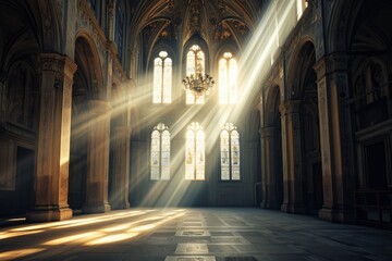 Obraz premium Majestic Cathedral With Hanging Chandelier