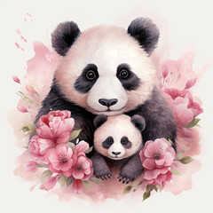 cute animal mothers with teir babies, love bond, nursery room decor portraits, mothers day cards greetings, 