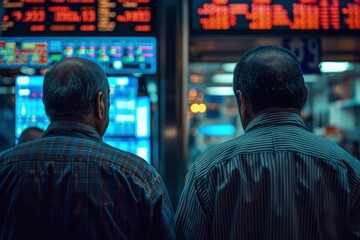 Fototapeta premium Two Men Standing in Front of Casino Machine