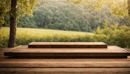 wooden bench in the park - obrazy, fototapety, plakaty