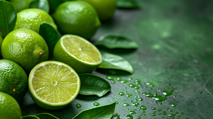 limes on green background  - Powered by Adobe