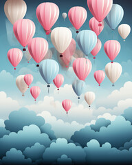 Fototapeta premium birthday greeting cards with pastel color balloons