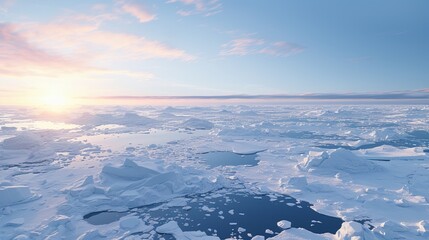 Melting arctic ice sheets due to global warming, emphasizing the urgent need for climate action.