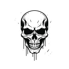 Ai hand drawing brutal t-shirt painting modern elongated cranium golden skull logo easy skull pumpkin carving day of the dead jack o lantern small hand drawings pirate human skull horns