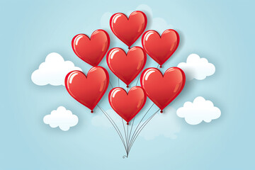 valentines day greeting card , flowers and hearts 