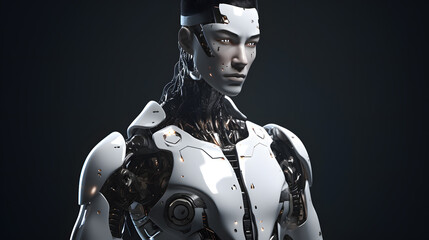 robot humanoid made of metal, generative ai