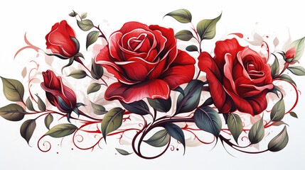 bouquet of red roses water color , Generate AI