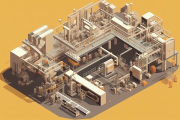 a depiction of a factory setting with machinery and infrastructure. Generative AI