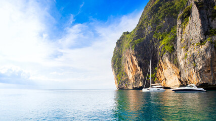 Beautiful landscape of the Maya Bay in the Phi Phi Islands in Thailand