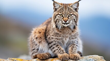 Naklejka premium Close up portrait of a bobcat in natural habitat, wildlife photography