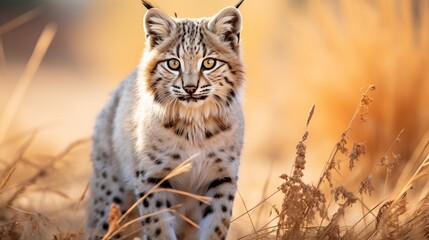 Fototapeta premium Close up portrait of a wild bobcat in natural habitat, wildlife photography