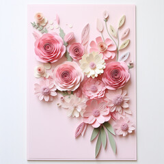 greeting love and floral cards for mothers day, birthdays, baby or bridal shower, flowers in pastel colors 