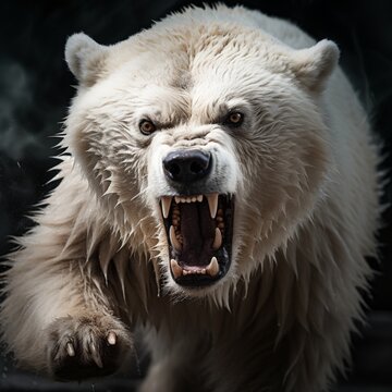 Angry white bear animal image Generative AI