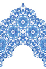 Blue zigzag border ornament,  on white background, ornamental decor