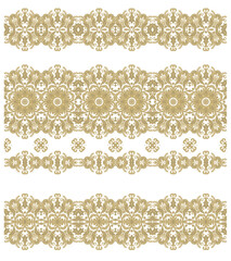 Golden border ornament,  on white background, ornamental decor