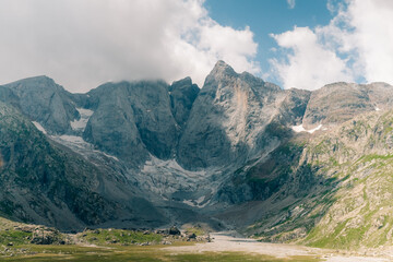 high Pyrenees with cirque d'Estaube in the background, Gavarnie, France