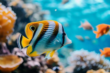 Fototapeta na wymiar Fish in tropical ocean, beautiful marine life.