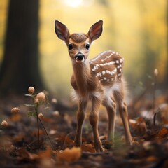Baby deer standing natural image Generative AI