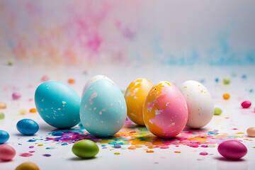 creative and colorful easter eggs on a white background.