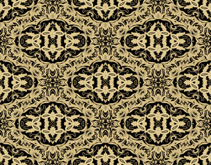 Golden seamless ornamental laced  vector pattern