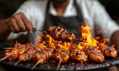 street food vendor: meat skewers, Brazil