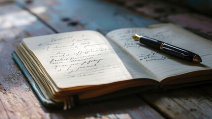 An open journal with a fountain pen, evoking a sense of history