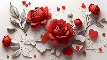 bouquet of red roses for valentine's day, ai generated