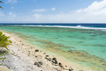 A beautiful white stone beach on the tropical island of Rarotonga
