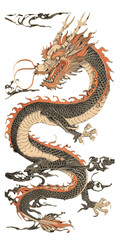 Traditional Chinese Dragon Illustration on Transparent Background - Artwork