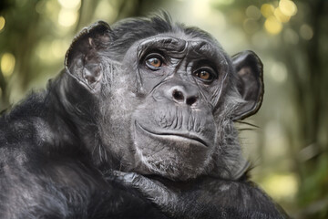close up view of Chimpanzee. Pan troglodytes
