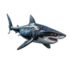 Realistic Full Body Shark Illustration on Transparent Background - High-Resolution PNG