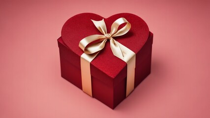 Obraz premium 3D Gift Box Heart with Ribbon, Top View, Empty Space, Elegance, isolated background&nbsp;