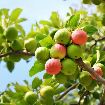 Beautiful guava fruits tree image Generative AI