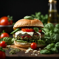 Caprese Burger with Basil Pesto - A Gourmet Twist on Classic Comfort