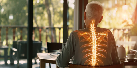 senior man with back pain, generative AI