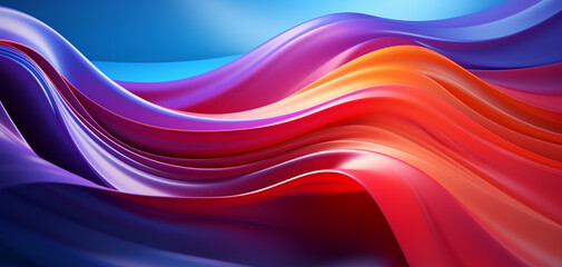 3D Surreal Colorful waves abstract background ai generative image