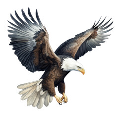 Obraz premium Majestic Eagle in Flight - High-Resolution Illustration with Transparent Background